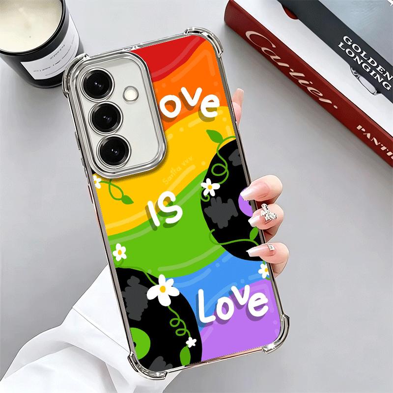 LGBT Rainbow Love Is Love Plating Phone Case For Samsung A17 A07 A37 A57 A16 A56 A15 A55 A14 A54 A13 A53 A26 A36 A25 A35 A24 A34