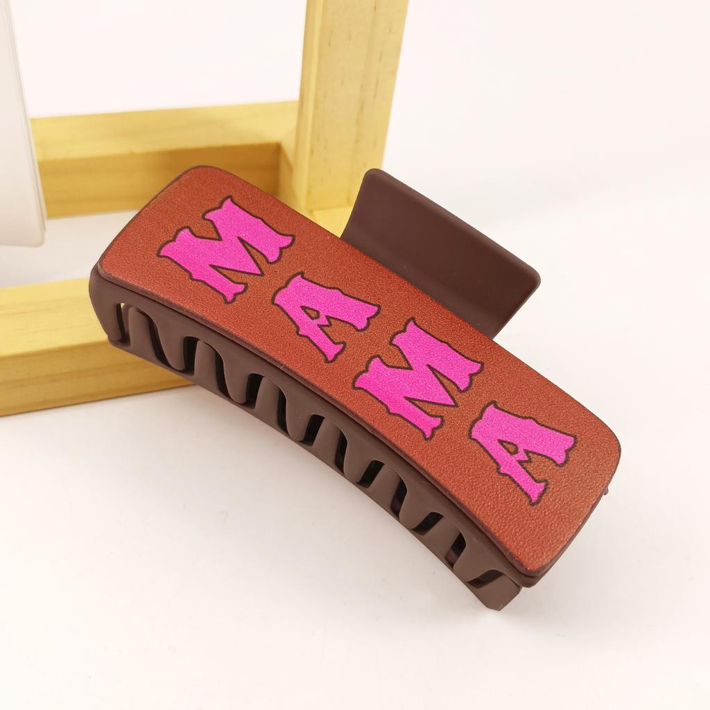 Vintage Western Cowboy Hair Clip Women Leather Printed Shark Hair Claws Mother's Day Hair Accessories