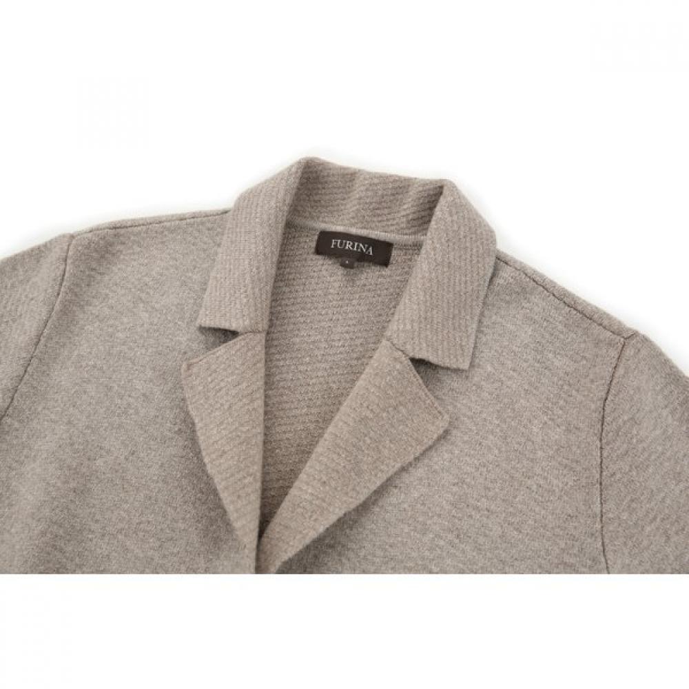 FURINA Cashmere Blend Tailored Collar Knit Coat