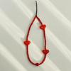 Korean Rosé Phone Lanyard: Black Heart & Peach Beaded Wrist Chain
