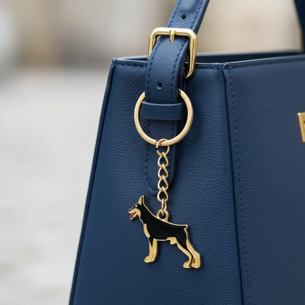 PYNASA Pet Dog Keychain for Men and Women, Cute Puppy Animal Keychain Accessory for Car, Backpack, Bag, Wallet, Doberman, Standard