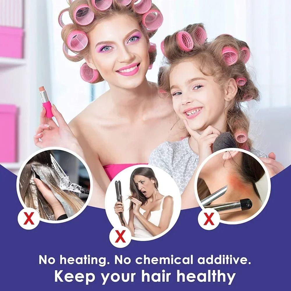 Pink Heatless Hair Curlers Self-adhesive Curling Roller Air Bangs Curling Rollers