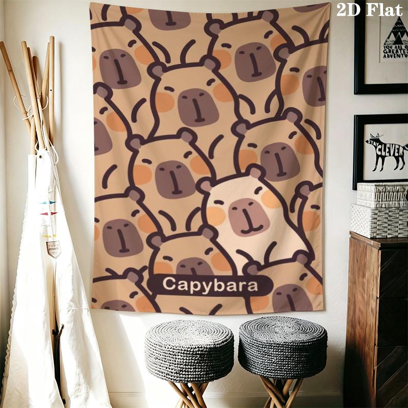 Capybara Wall Tapestry Aesthetic Wall Hanging Printed Fabric Blanket Decorative Tapestries for Bedroom Living Room Home Decor