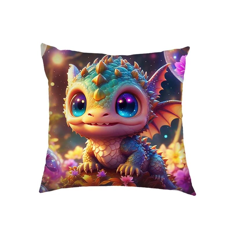 Niedliche Drachenbaby Kissenbezüge Fantasy Elfenmädchen Kissenbezüge Heimdekoration Schlafzimmer Büro Kissenbezug Zierkissenbezug Geschenk