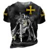 Knights Templar Print Vintage Men's T-shirt Summer  Casual Men Clothing Oversized Tops Short Sleeve Tees Casual O-Neck T Shirts