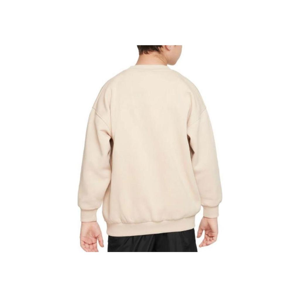 Nike Sportbekleidung Club Fleece Logo Bestickt Rundhals Locker Geschnitten Kinder Oberteile Khaki FD2923126