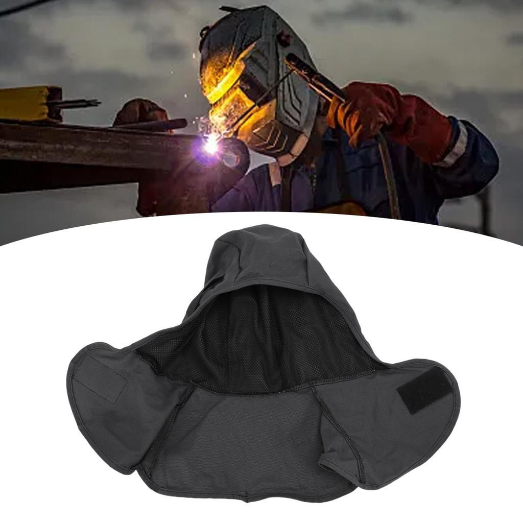 Welding Hood Flame Retardant Cotton Welding Cover with Neck Shoulder Drape Full Head Neck Protection for Men Women Gray