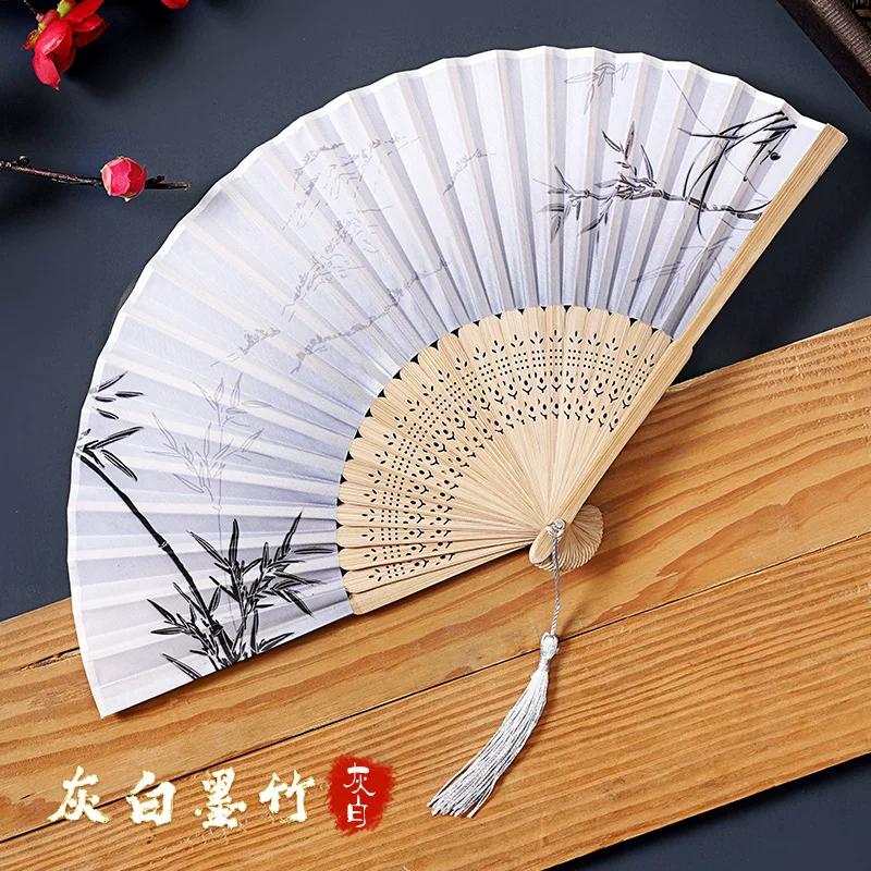 Traditional Chinese Style Folding Fan, Chinese-Style Dance Fan for Women, Small and Portable, with Sturdy and Durable Bamboo Bones