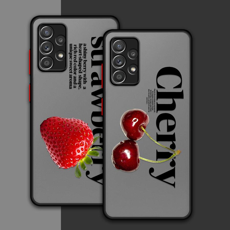 Phone Cover Case for Samsung Galaxy A52S A72 A73 A33 A17 A52 A56 A55 A34 A36 A35 A53 A54 A14 A23 A16 A15 Cherry Strawberry