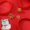 Pet Collar Cat Fashionable Pet New Year Adjustable Necklace Red Rope Chinese Traditional Lucky Bless Hand Knitted Cat Scarf