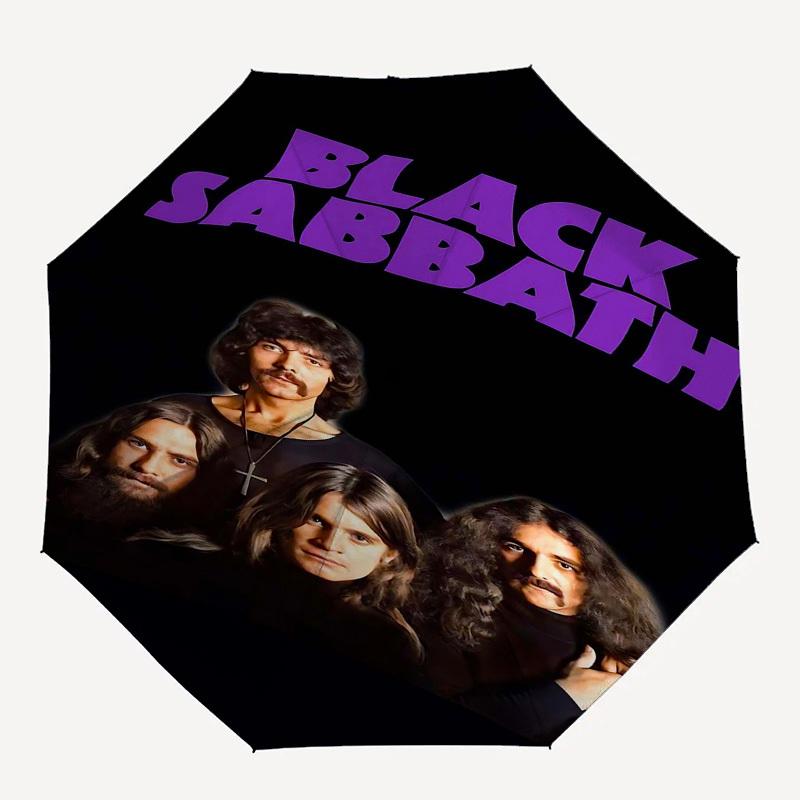 

1pc Black Sabbath Automatic Open Close Umbrella Windproof Canopy, Automatic Open Close Button10242