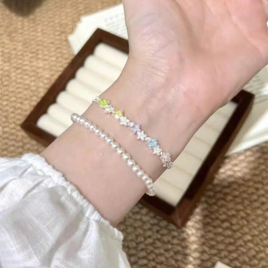 Color Five-pointed Star Bracelet Women's Niche Design Light Luxury and Versatile Personality Exquisite High-end Jewelry Sweet Bracelet