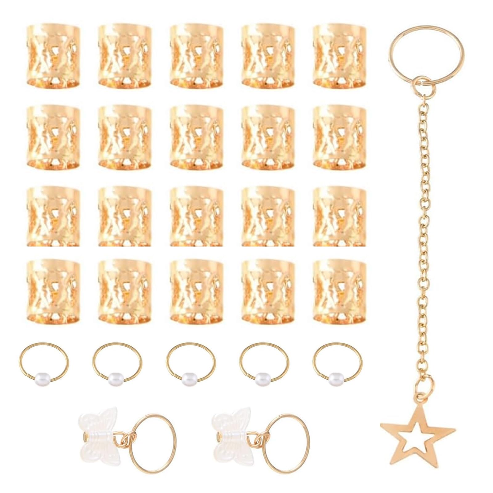 

EsiFare Hair Beads 28-Piece Set Hair Accessories for Dance Braid Rings Metal Decorations Kids Hair Clips Butterfly Gold Silver Hair Ribbons Sports