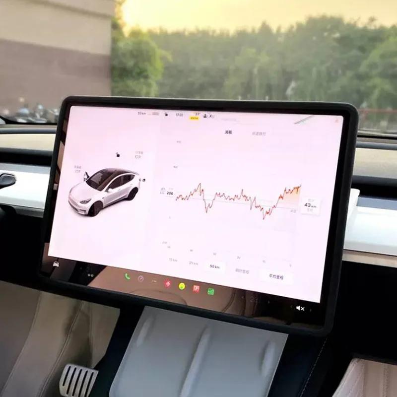 Per Tesla Model 3 Y 2020-2025 Silicone Cornice Schermo Protezione Bordi Display Copertura Protettiva Controllo Centrale Accessori Auto