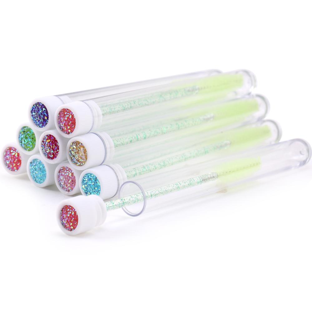 10/20Pc New Reusable Eyebrow Brush for Eyelash Extension Crystal Eyelash Brush Make Up Micro Drill Tube Mascara Stick Applicator