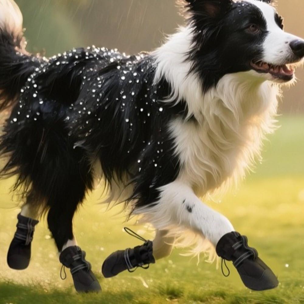 4pcs/set Reflective Waterproof Dog Shoes Warm Wound Recovery Boot  Medium Large Dogs