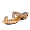 Women's Low Heels Sandals Round Open Toe Chunky Block Heeled Sandals Slides for Women Thong Stiletto Backless Slip On Slippers Summer Dress Shoes