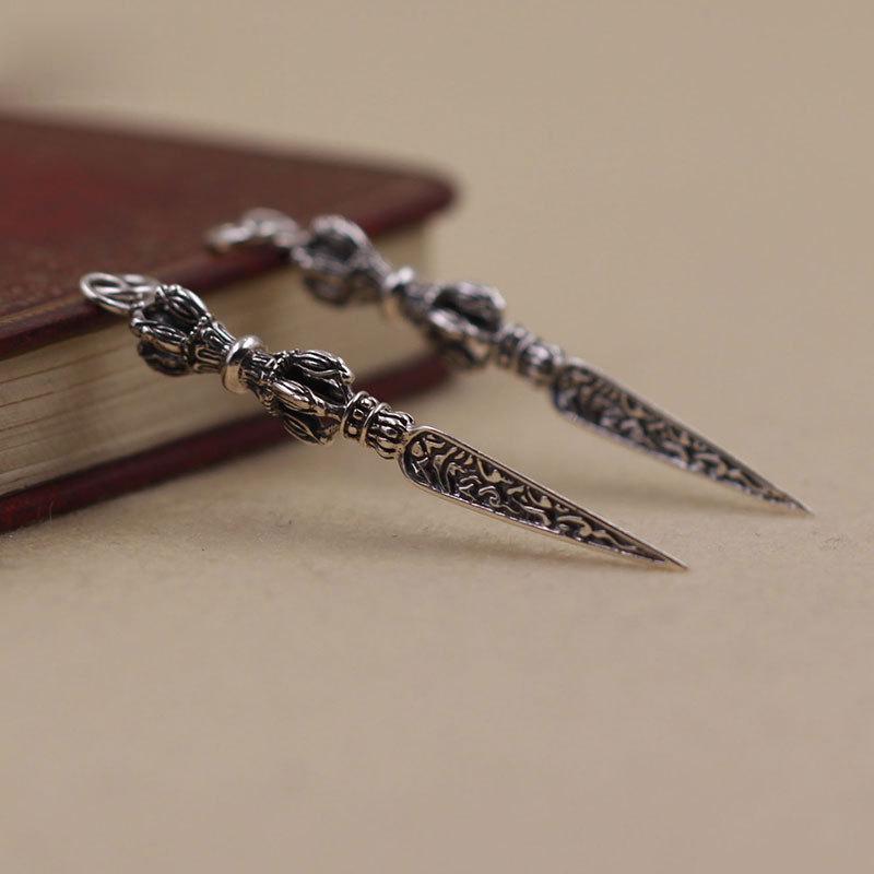 

Винтажное тайское серебро в китайском стиле, ожерелье с подвеской ваджра, стерлинговое серебро S925 S925 Silver