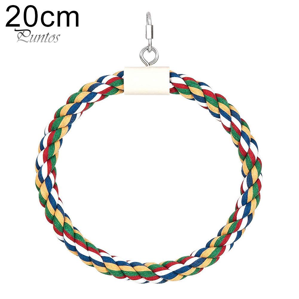 Puntos Chew Play Toy Pet Bird Parrot Cotton Rope Circle Ring Stand Hanging Swing Cage