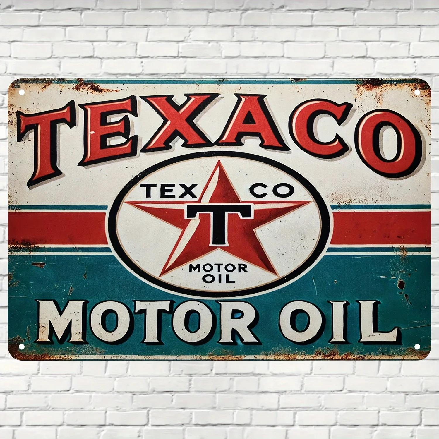 

Vintage Texaco Gas Station Sign Retro Wall Decor with Red White and Blue Stripes for Home Bar Cafe or Man Cave Bar Wal 20x30cm（7.8x11.8inch）