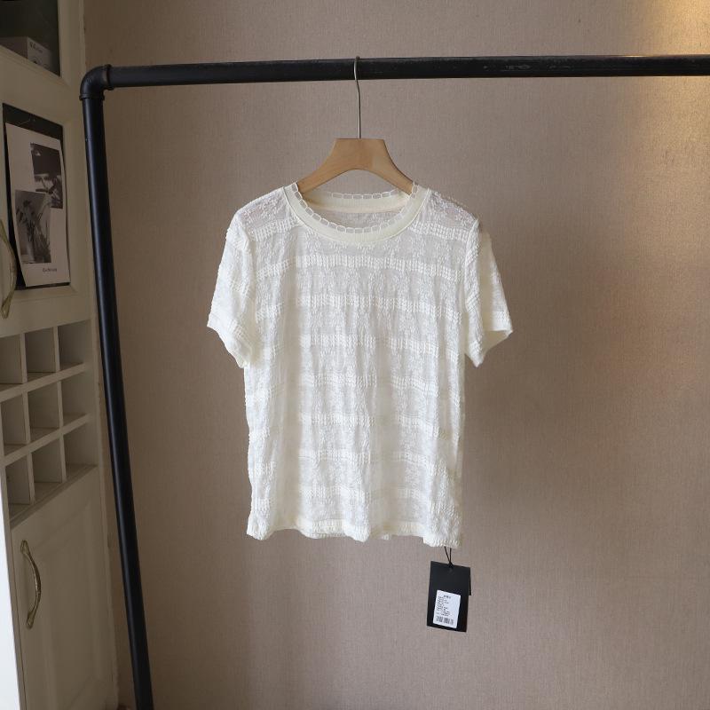 

[Би Чжэн] 2025 Лето Корейский Стиль Футболка Женская Универсальная с Коротким Рукавом и Круглым Вырезом One Size белый