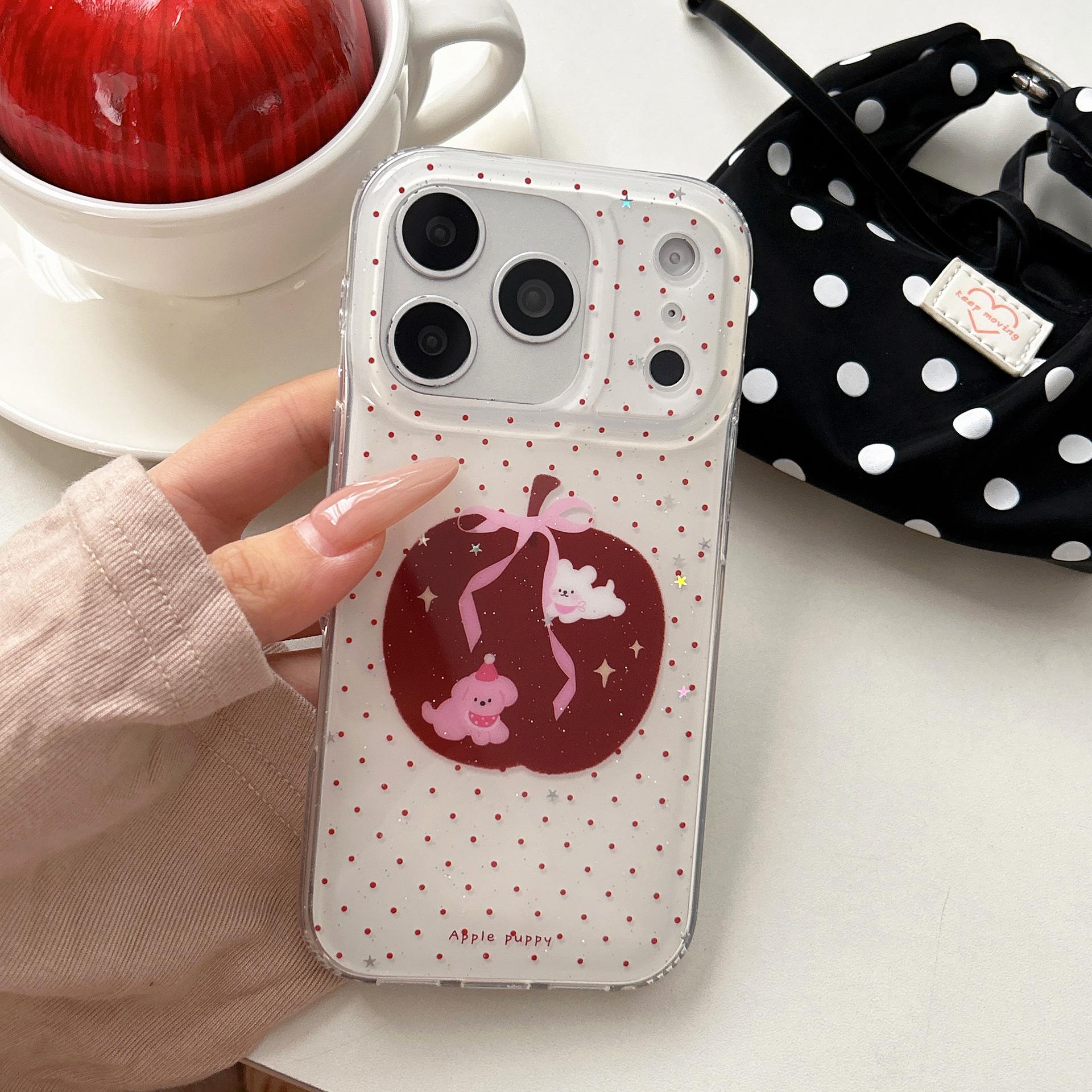 Red Polka Dot iPhone Case for iPhone 14/15/16 Pro Max/17 with Japanese Korean Design iPhone 16 Pro Max