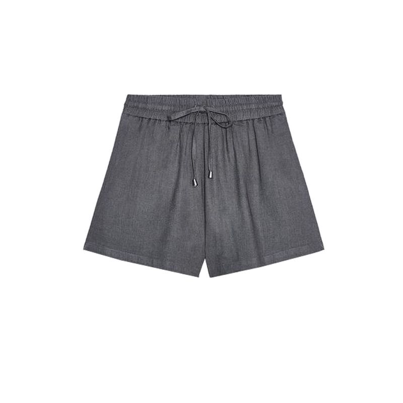 Summer New Product Women's Clothes Minimalist Style with Decorative Linen Blend High Waist Temperament Leisure Shorts 8073423