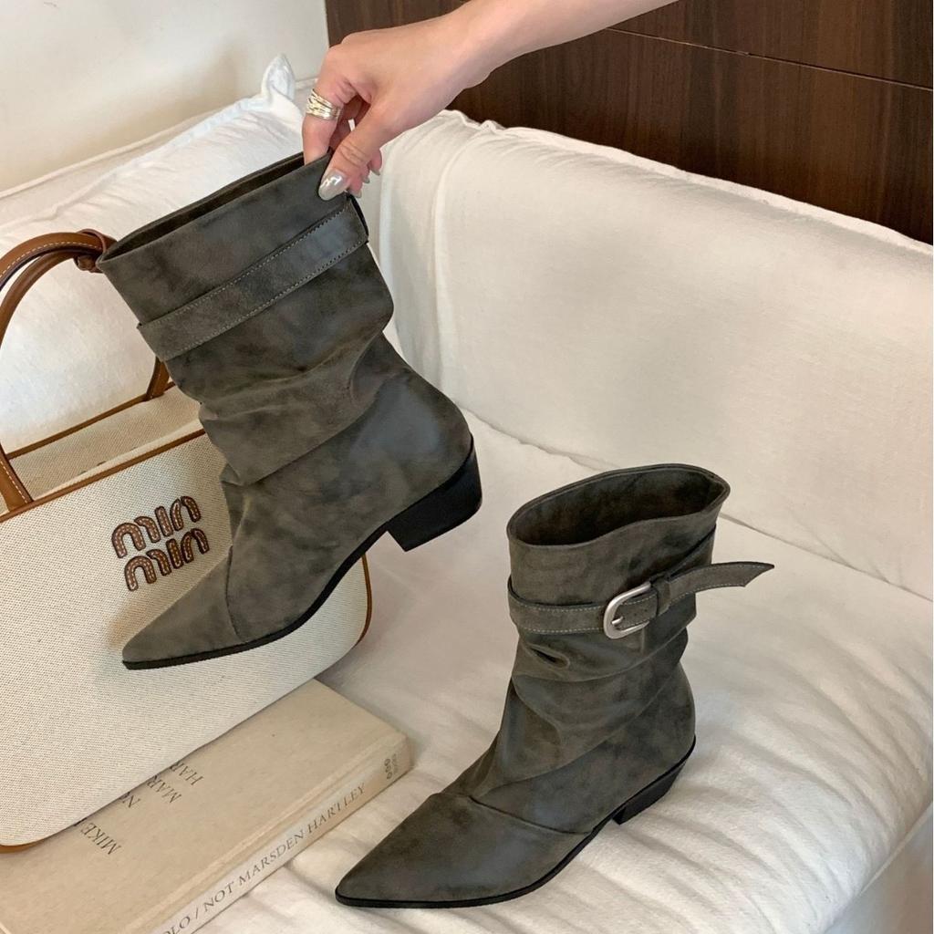 Western knight women's boots autumn and winter women's shoes niche light luxury retro boots