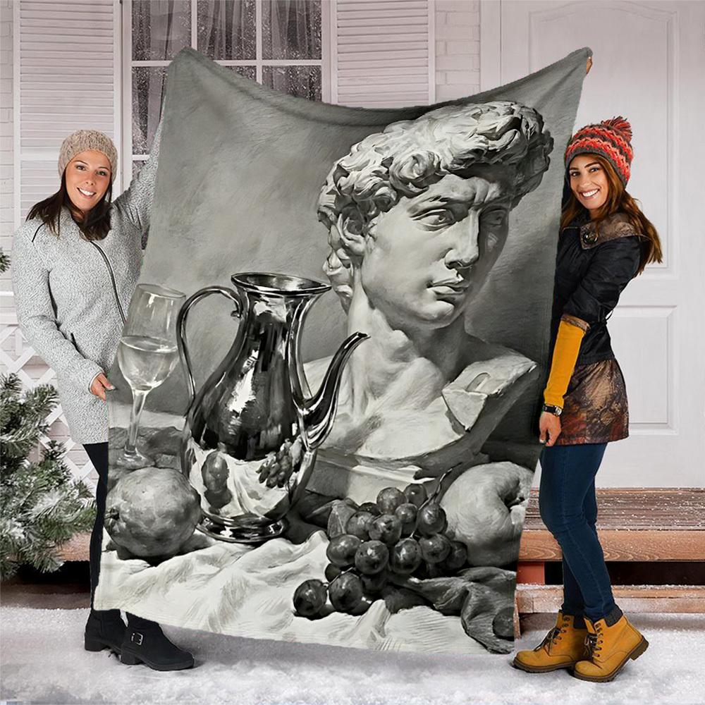1pc Statue Sculpture Outdoor Flannel Blanket Soft All Season Polyester Throw , Perfect for Picnics & Travel , Picnic Accessory