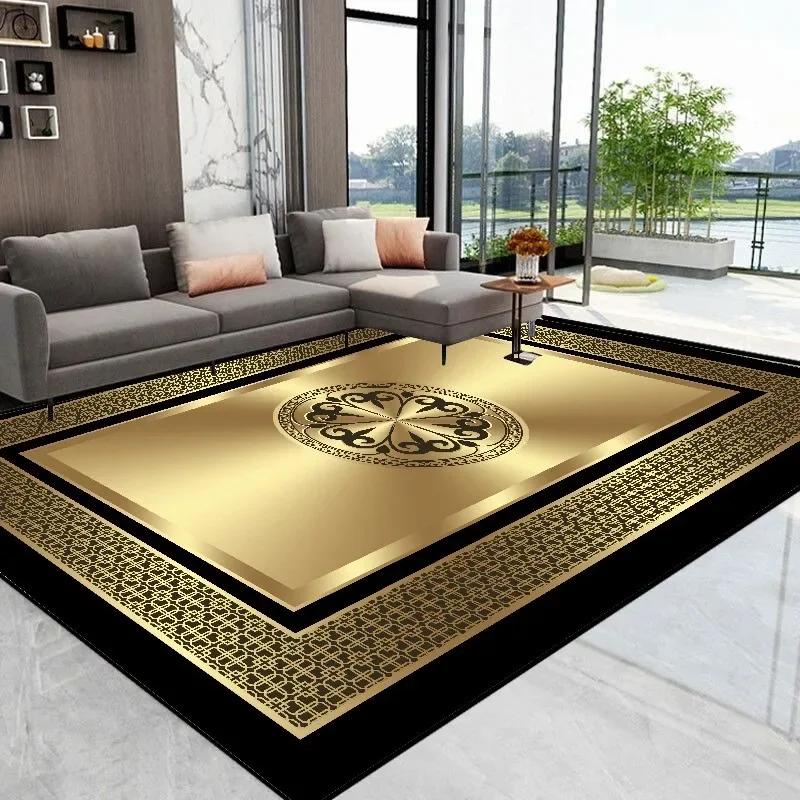 Moderner Luxus Goldener Teppich für Wohnzimmer Abstrakte Dekoration Große Teppiche Couchtisch Seitenläufer Zimmerdekor Matte tapis salon