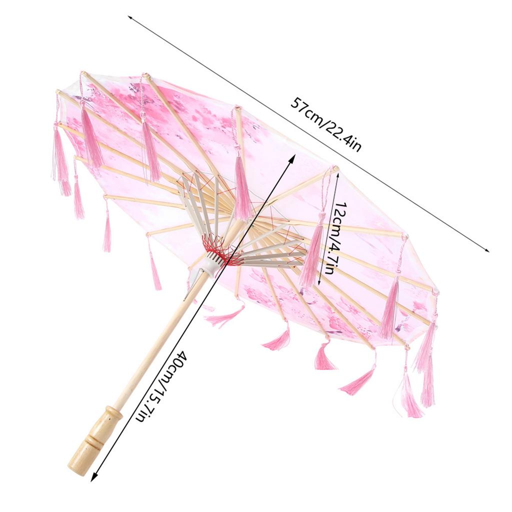 Umbrelă cu Ciucuri de Mătase Artă Meșteșug Decorativă Foto Dans Performanță Recuzită Cosplay Umbrelă Roz