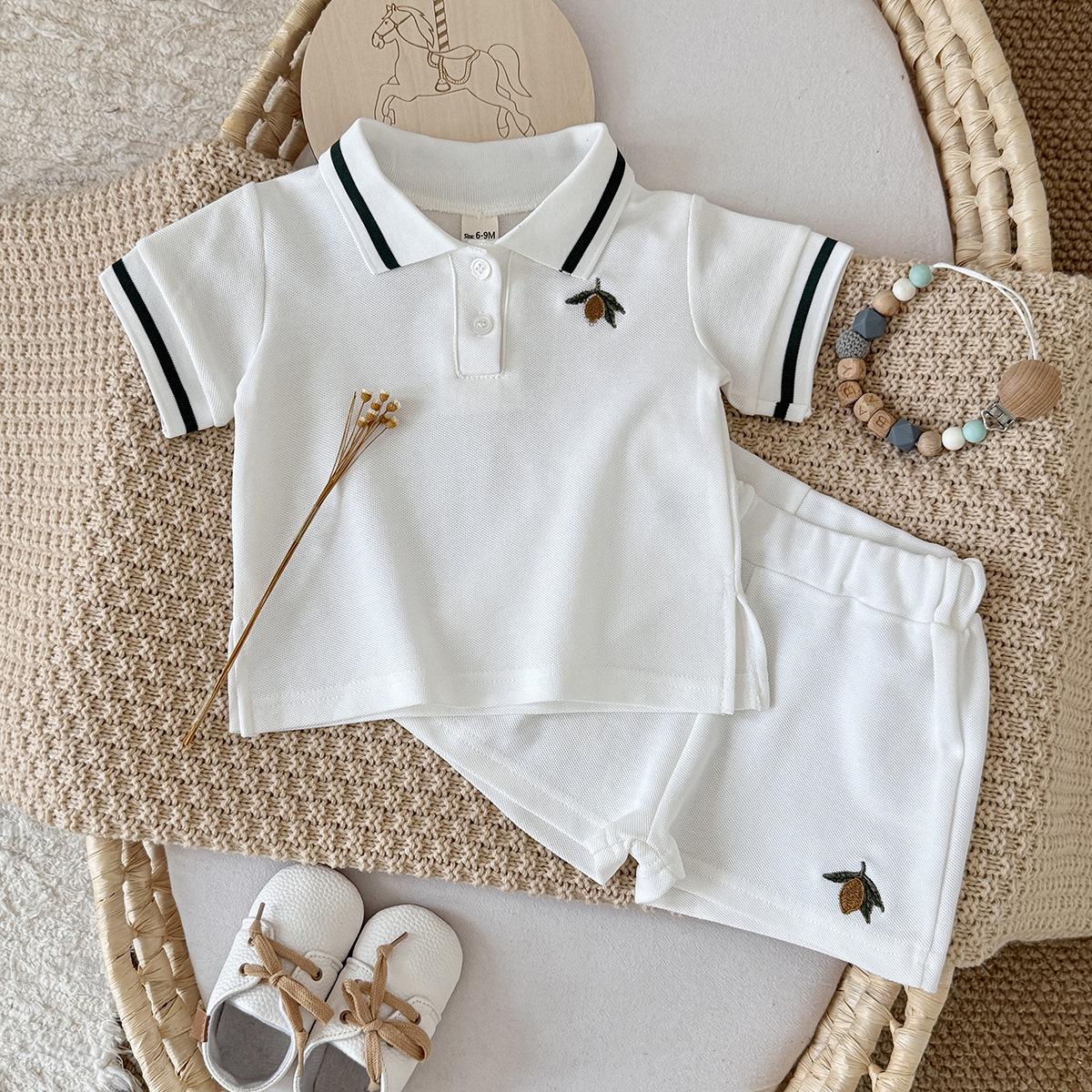 2026 Summer Baby Polo Two-Piece Set - Academy Style for Boys & Girls, Short-Sleeve 90 cm