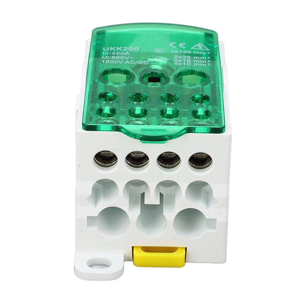 Terminal Block Junction Box Splicing Din Rail Single Pole Power Distribution Box 690V 250A Green
