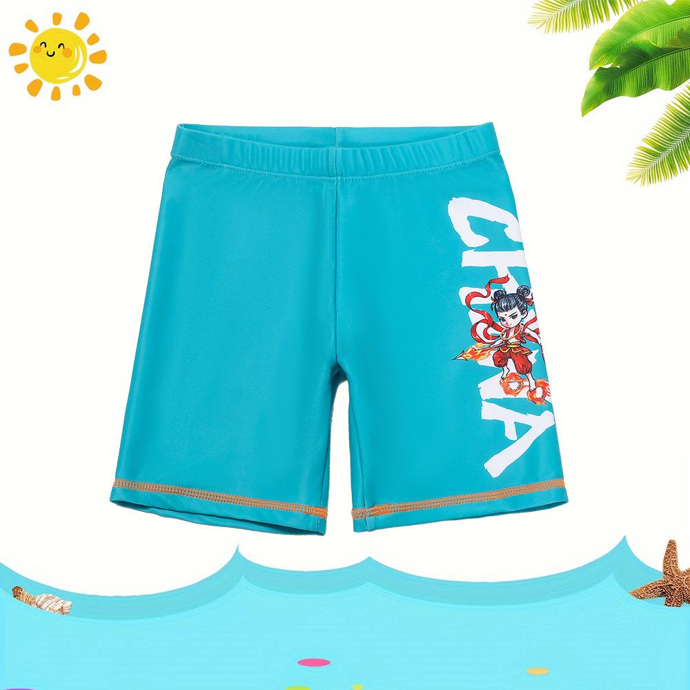 Nezha Boys' Cartoon Swimwear 3-Piece Set: Long Sleeve, Shorts, Seaside Style