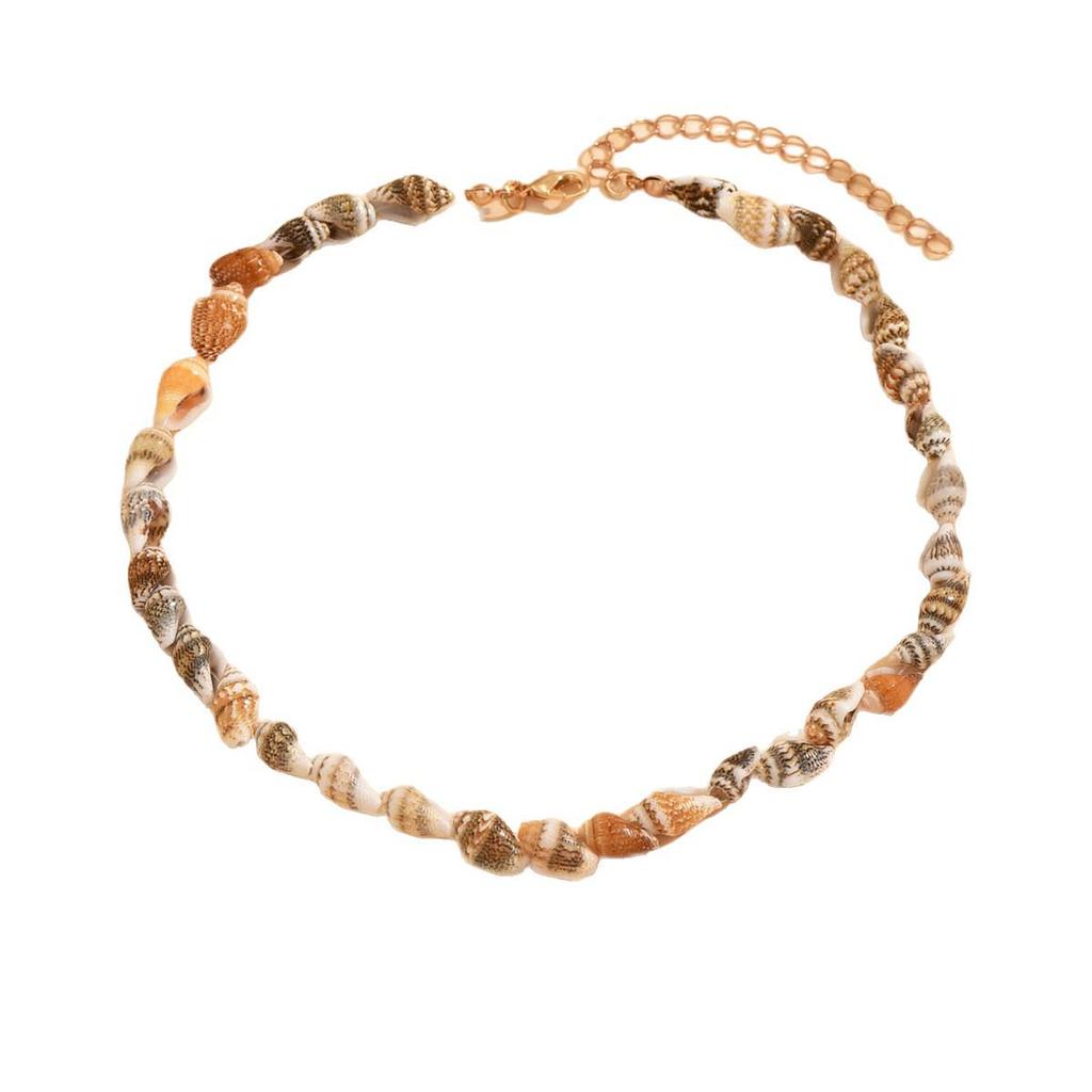 Cross-Border Beaded Shell Conch Necklace: European & American Retro Vacation Clavicle Chain