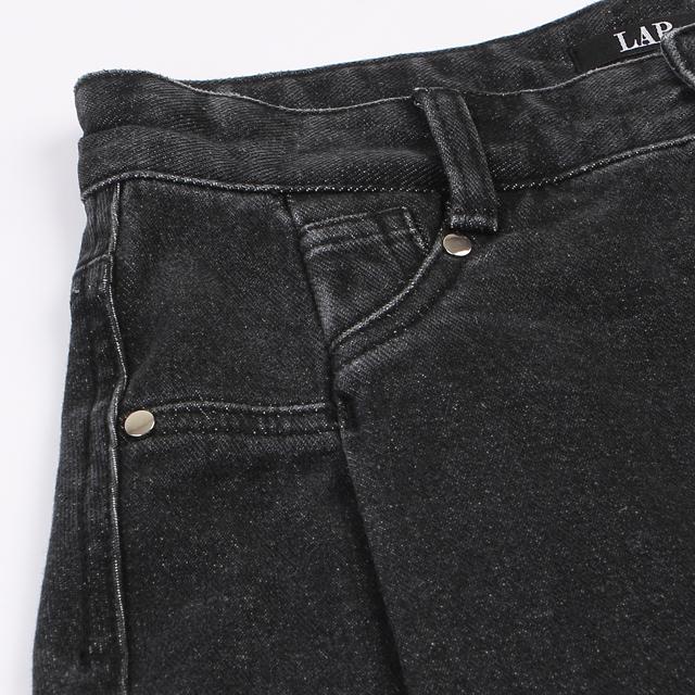 Rap Front Slit Fringe Denim Long Skirt Aq4Dsa61