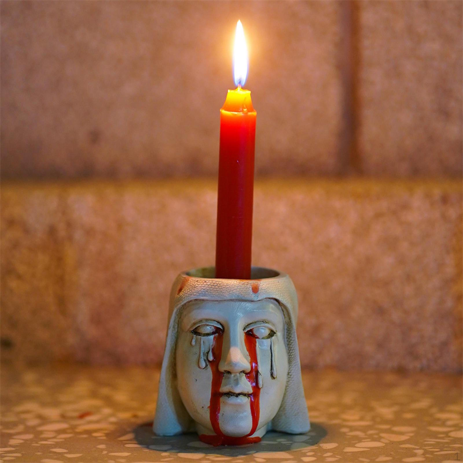 

Virgin Mary Resin Statue Candlestick Tealight Stand Sculpture Table Candleholders for Dining Room