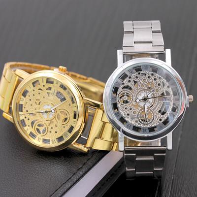 Skeleton Stainless Steel Men's Quartz Watch