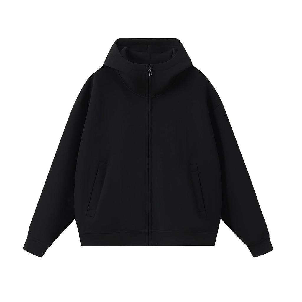 400g High Collar Zipper Cardigan Hoodie with Liquid Cotton Trendy Design - Model 9889.