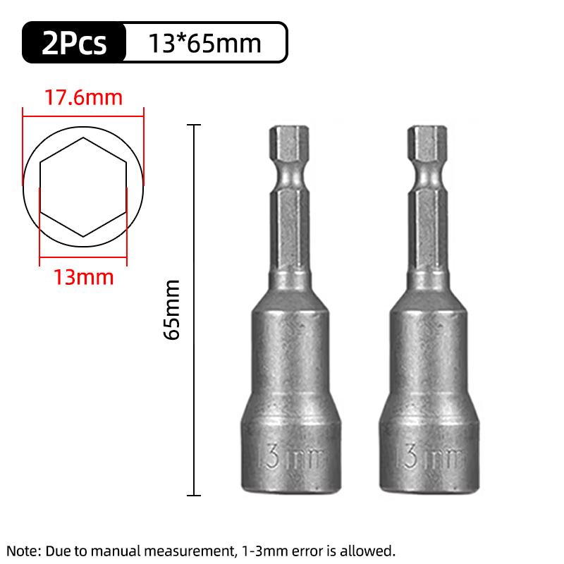 1PC Hex Socket Sleeve Nozzles Strong Magnetic Nut Driver Set Drill Bit Adapter Wind Approved Sleeve Electric 6 8 10 13 17 19MM
