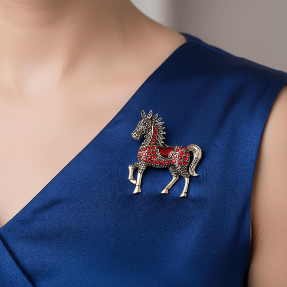 Unisex Rhinestone Horse Brooch Enamel Year of The Horse Brooch Elegant New Year's Accessories  Gift