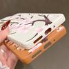 Hand-drawn Style Sakura Pattern Case For Xiaomi 14T 13T 11T Pro Funda Redmi Note 14 13 Pro 5G 12 11 Leather Texture Silicone Cover