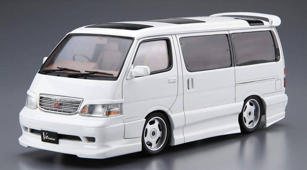 Aoshima Bunka Kyozaisha Vyladěná řada aut Toyota Azmax KZH100 Hiace 1999 Plastikový model 1/24 č.25