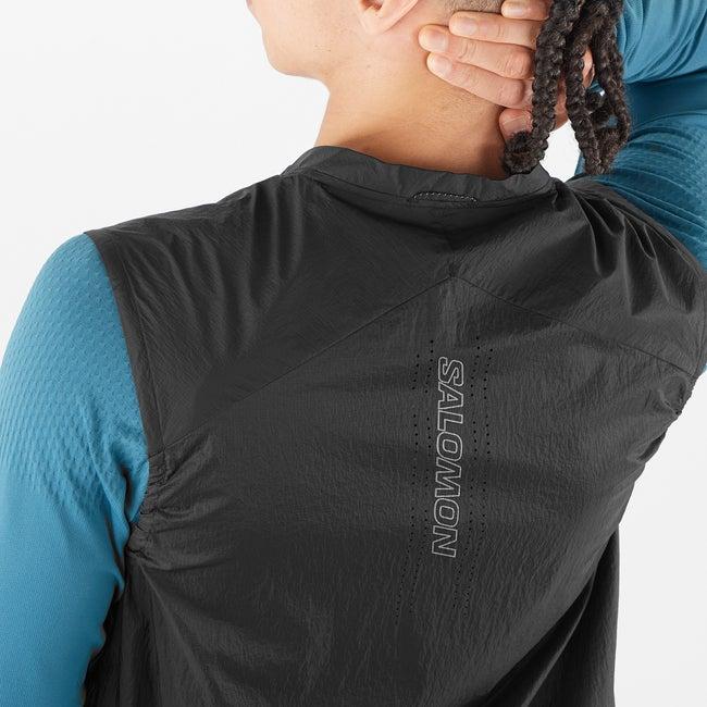 Salomon Minimalist Letter Windproof Waterproof Comfortable Breathable Running Vest Men Vests Black LC2191400