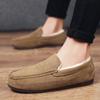 Plus Size 44 45 Man's Winter Leather Casual Shoes Warm Thick Cotton Shoes One Foot Treading Non-slip Men's Lazy Shoes Sneakers