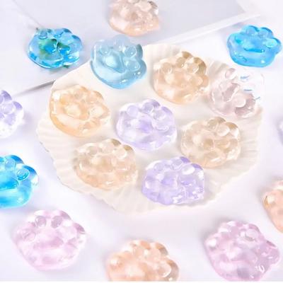 10 PIÈCES Pattes de Chat Kawaii Jouets Collants à Presser Souples Réalistes Gelée Paillettes Pattes de Chat Jouets à Presser Transparents Cadeaux pour Enfants Adultes