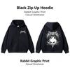 Zip Up Hooded Sweatshirt, Front & Back Printed Long Sleeve Fleece Lined Hoodie for Women Casual Daily Wear