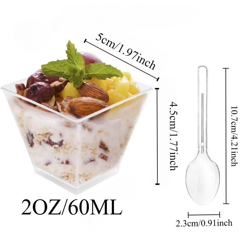 25/50/100PCS Transparent Ladder Shaped Cups Dessert Cups Pudding Fruit Ice Cream Camp Birthday Party Plastic Food Container