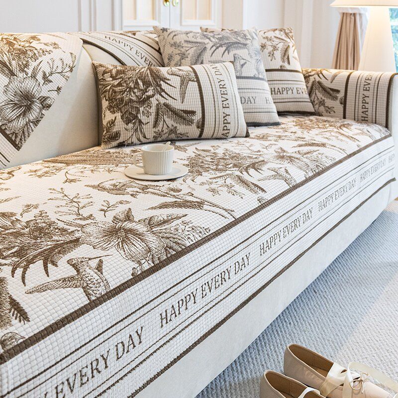 1pc Floral Pattern Sofa Cover Pet-Friendly, Solid Color, 350-400g Fabric, Fits Single, Double, Triple, and Quadruple Seater Sofas, Home Decor