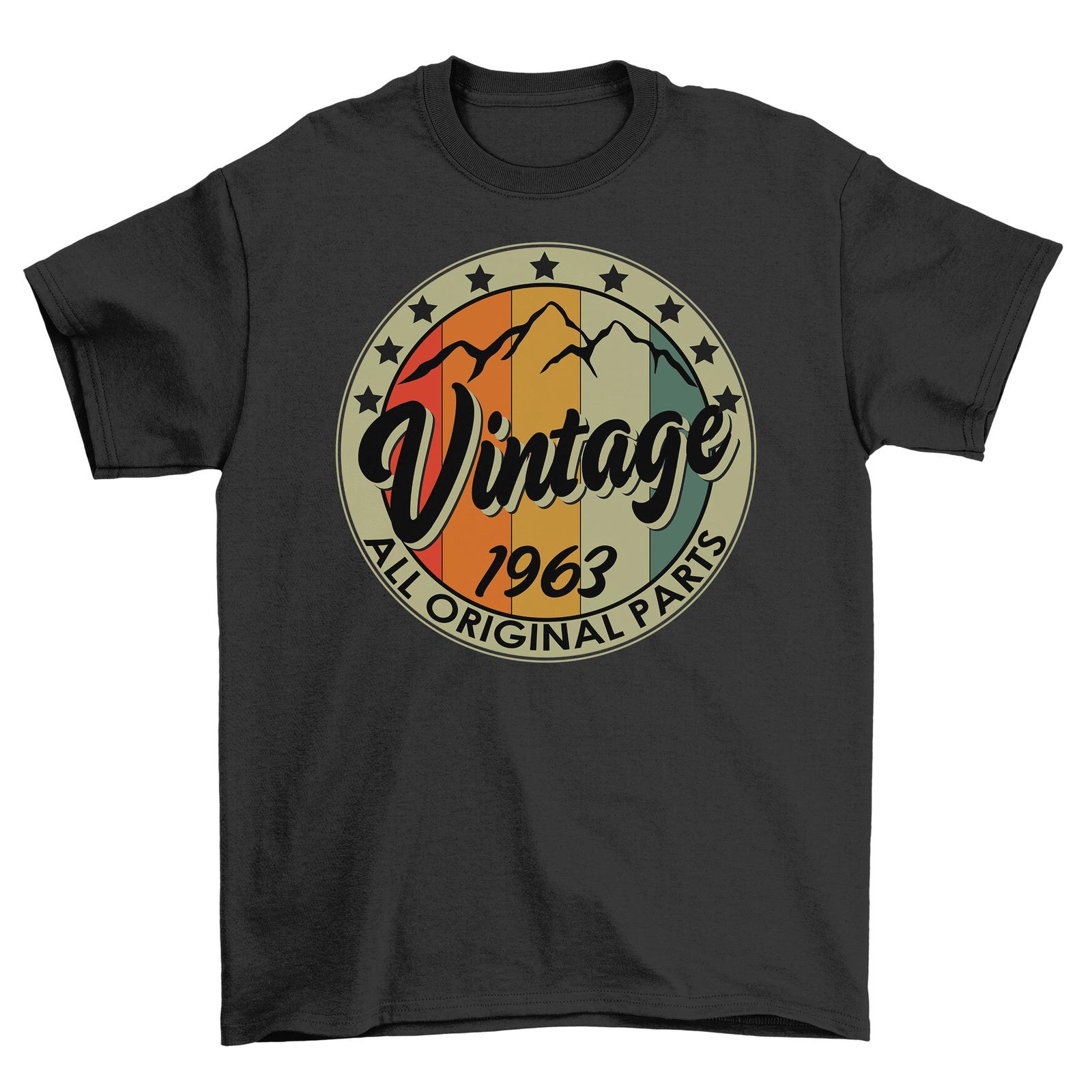 

Vintage Mountain 1963-2023 60th Anniversary T-Shirt Mens Womens Tees Top - Funny Retro Design, Unisex 4XL